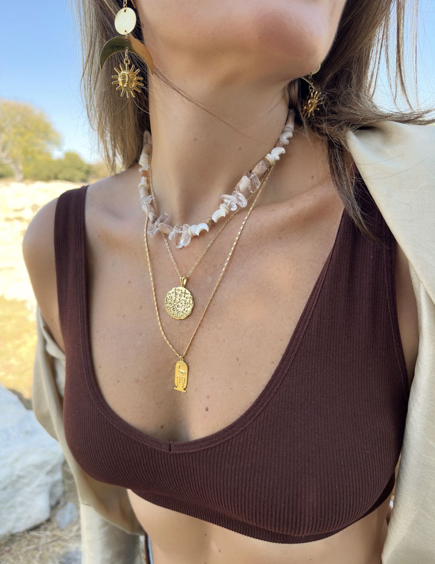 Luwia Doğal Taşlı Kolye Seti