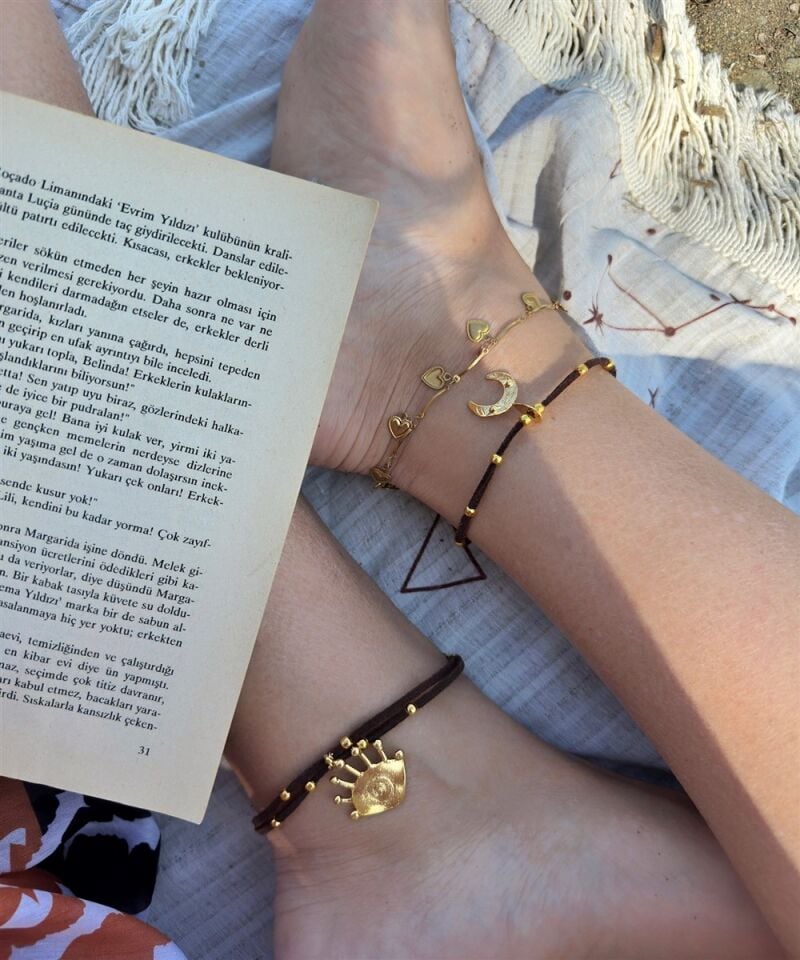 Moona Kahve Süet İpli Halhal