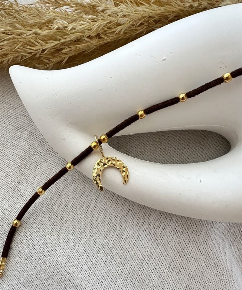 Moona Kahve Süet İpli Halhal