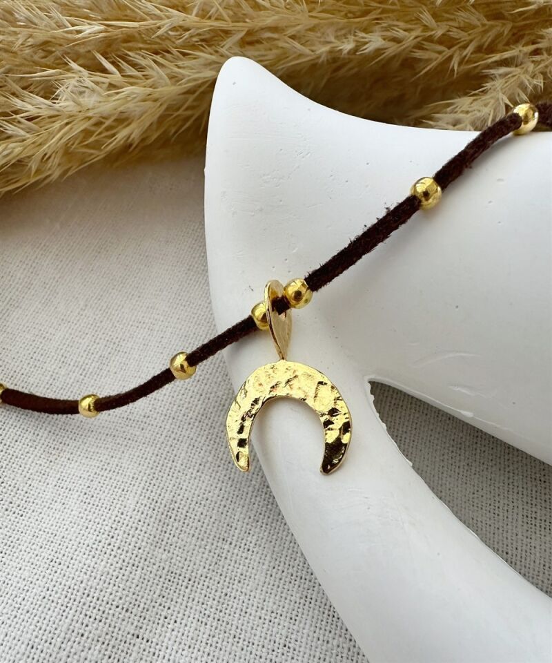 Moona Kahve Süet İpli Halhal